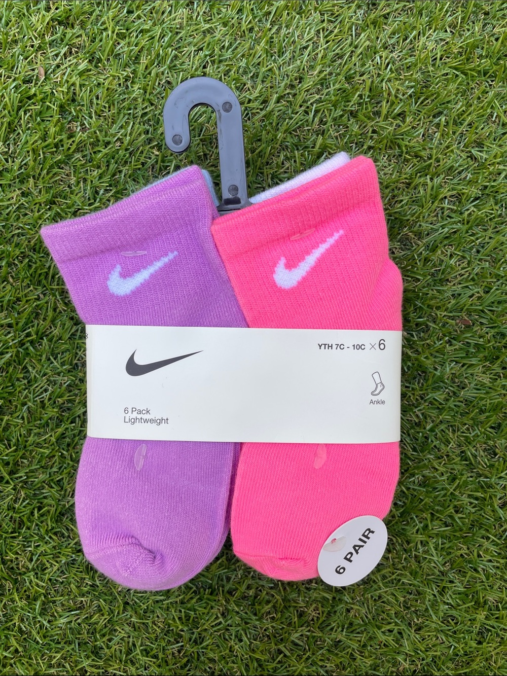 Nike Kids Ankle Socks - Pink & Purple (6-Pack)